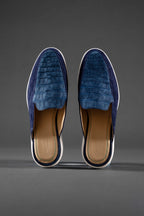 Комбинированные мюли: нубуковый крокодил и итальянская замша 