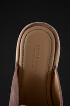 Мюли из мягкой итальянской замши с кисточками из нубукового крокодила